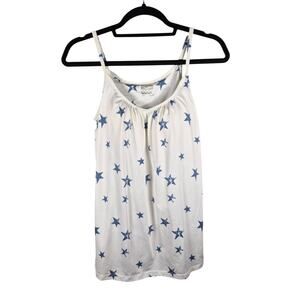 32 Degrees Cool Sleeveless Cami Built in Bra Tank Top White Blue Stars S Active